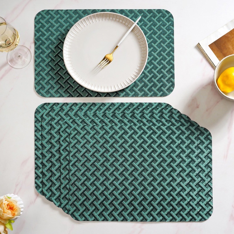 Emerald Green Basket Pattern Tablemat Set Of 6