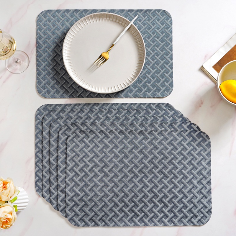 Greyish Blue Weave Pattern Tablemat Set Of 6
