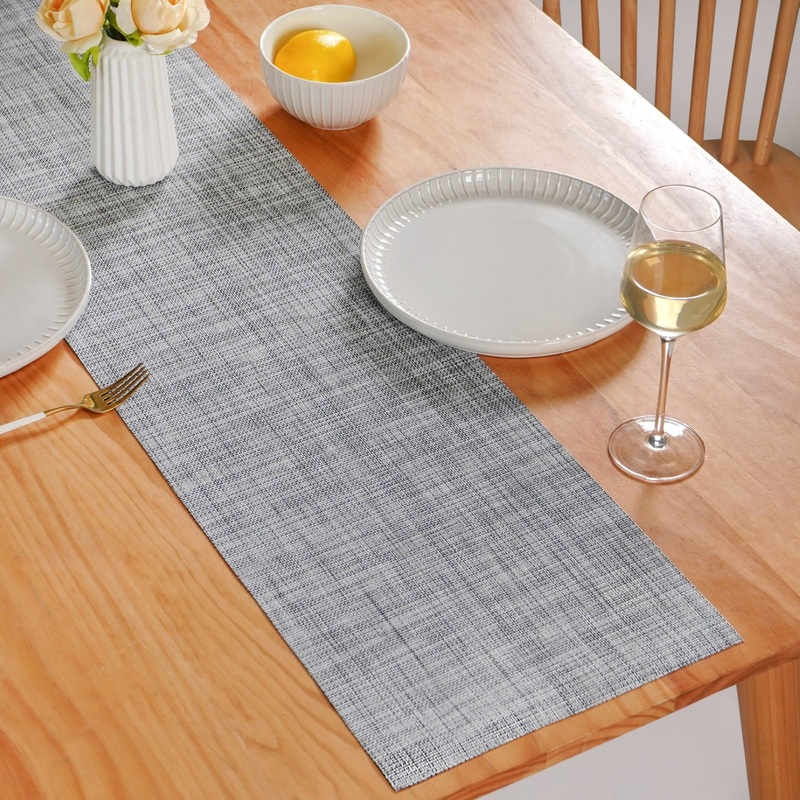 Reversible Washable Table Runner Grey 180x30cm