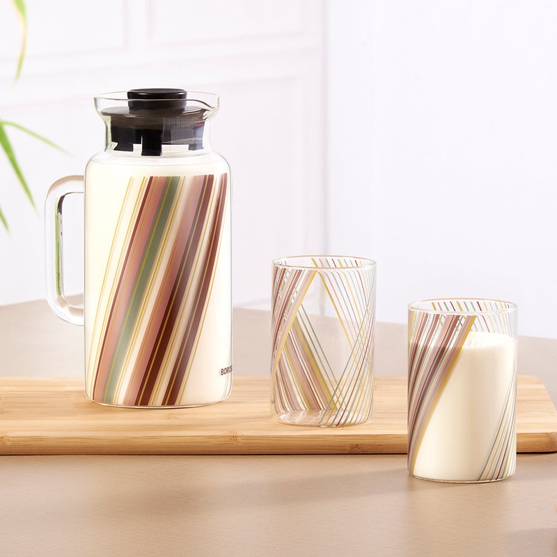 Prism Multipurpose Jug w Glasses, 1L + 295ml x 4