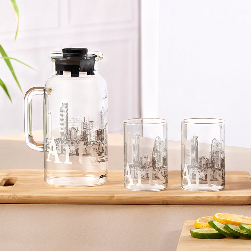 Roma Multipurpose Jug w Glasses, 1L + 295ml x 2