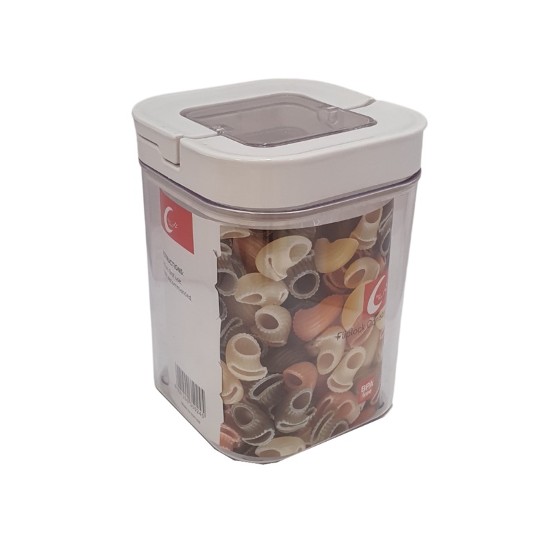 1.1 Litre Acrylic Flip lock Air Tight Seal Square Canister