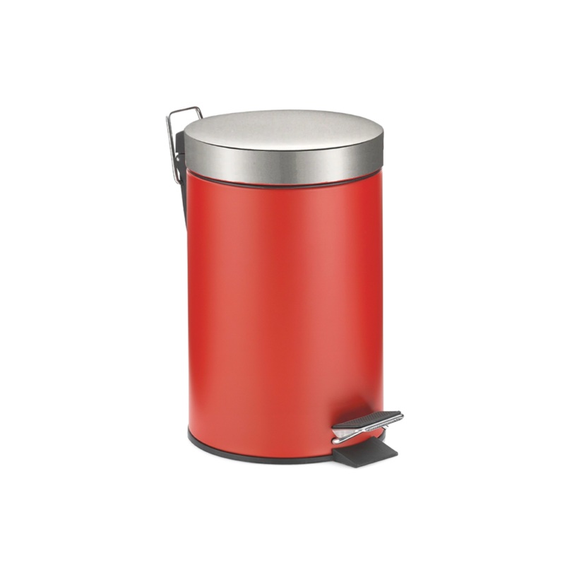 12 Litre Stainless Steel Red Dust Bin