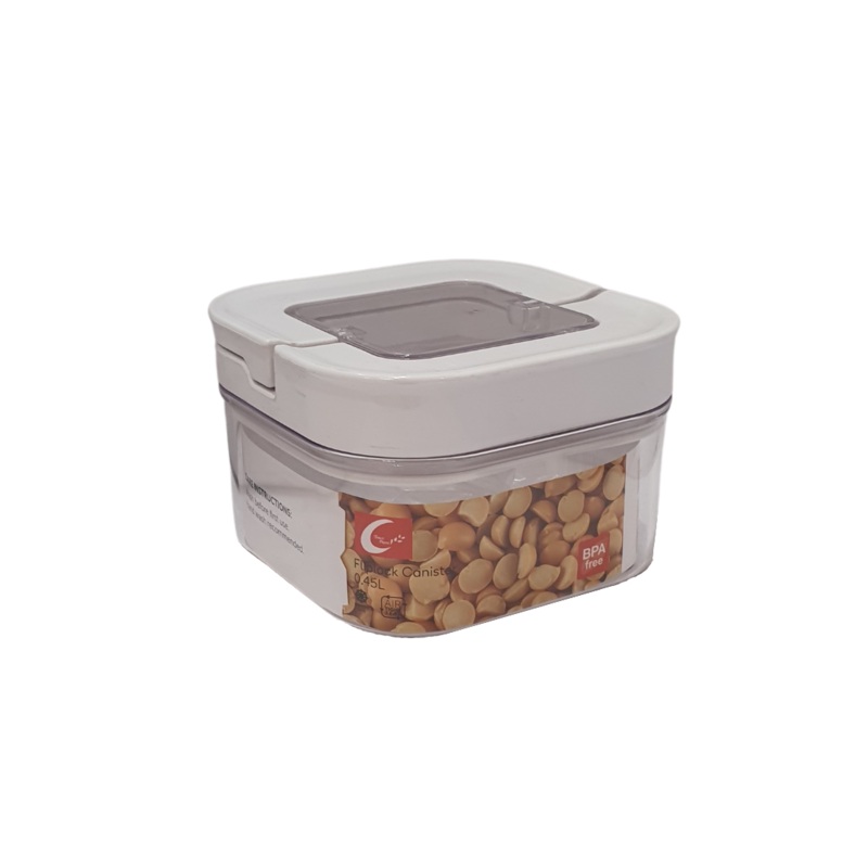 450ml Acrylic Flip lock Air Tight Seal Square Canister