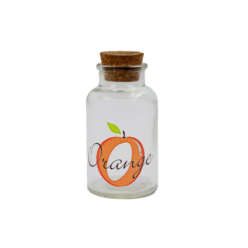 1 Piece 250ml Orange Glass Jar With Wooden Cork