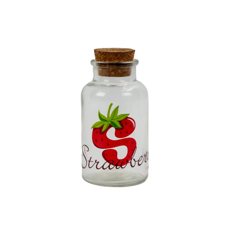 1 Piece 250ml Strawberry Glass Jar With Wooden Cork