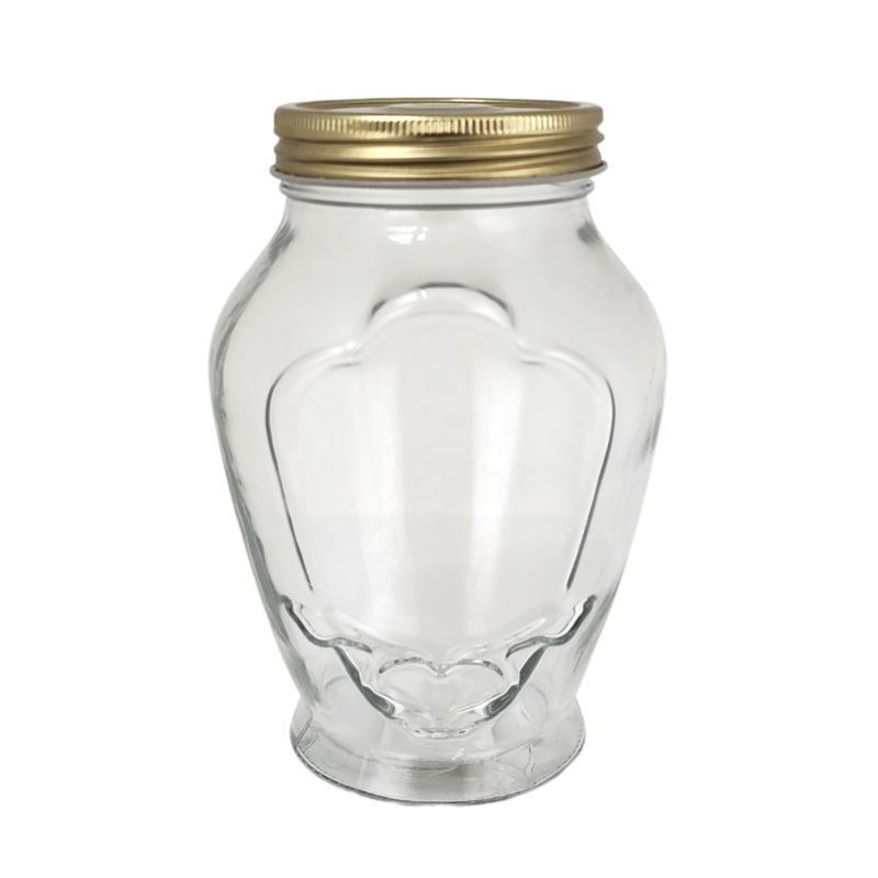 12 Piece Large 1000ml Jar With Gold Lid