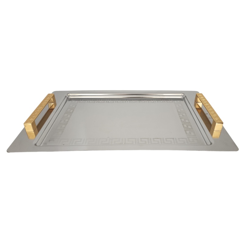 18-10 Stainless Steel Versace Tray With Gold Handles