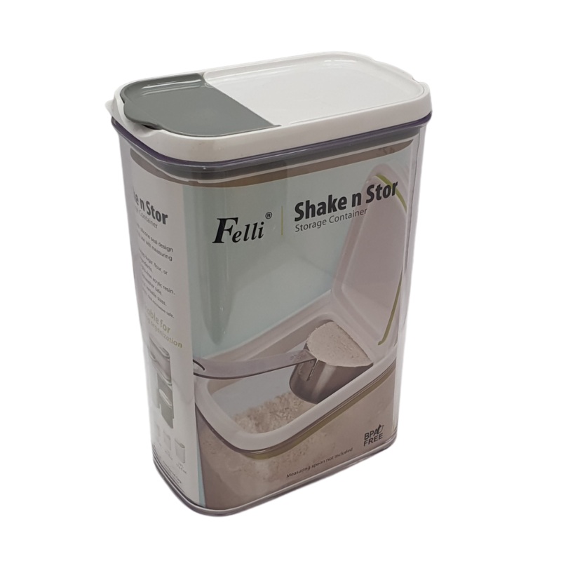 2 Litre Grey Shake And Store Storage Container
