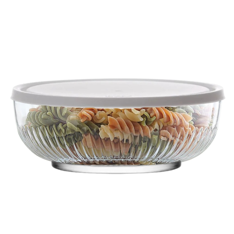 2600ml Glass Bowl With White Lid