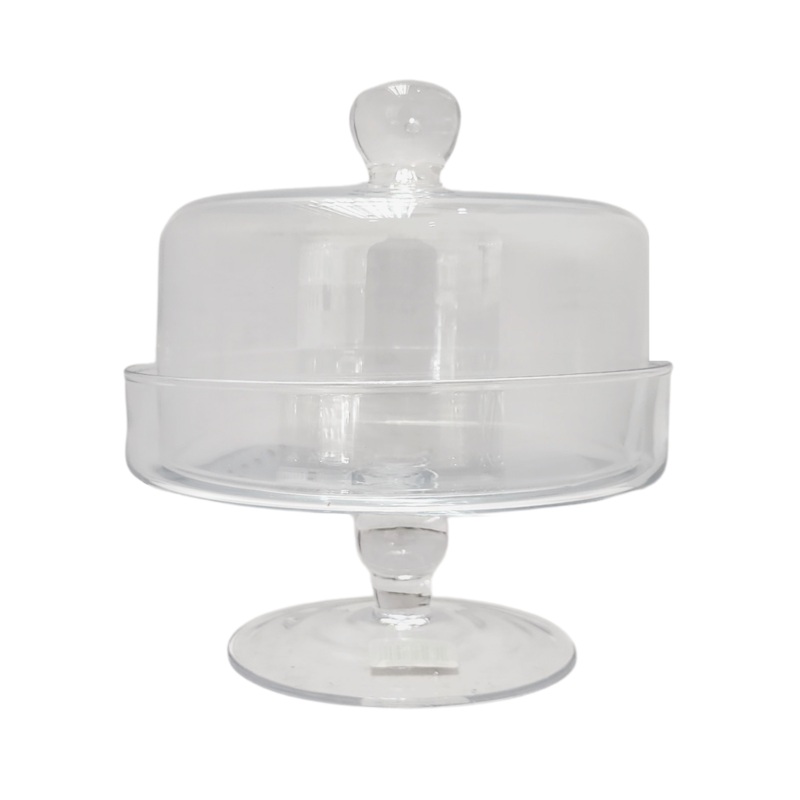 26cm Glass Cake Stand With Dome