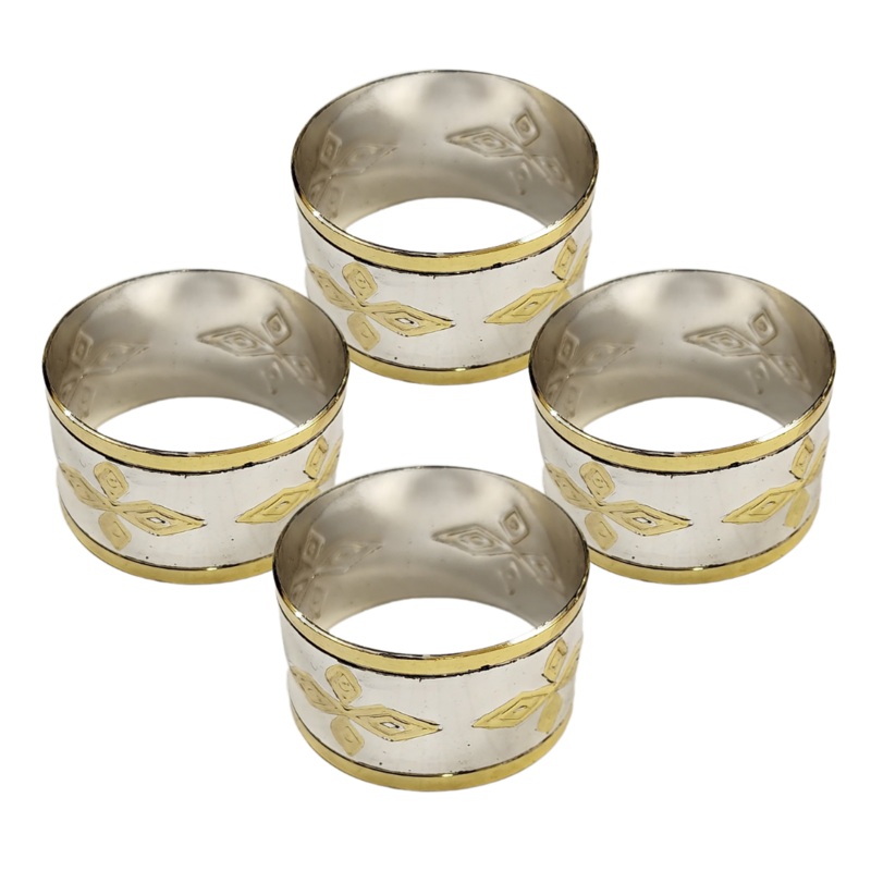 4 Piece Flower Pattern Napkin Ring