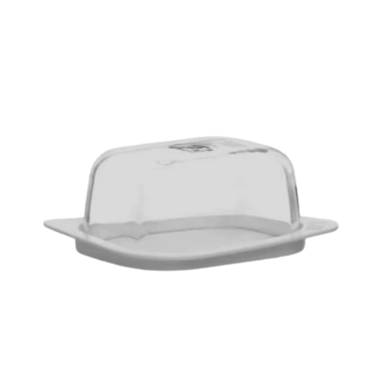 405ml Glass Butter Dish With White Base
