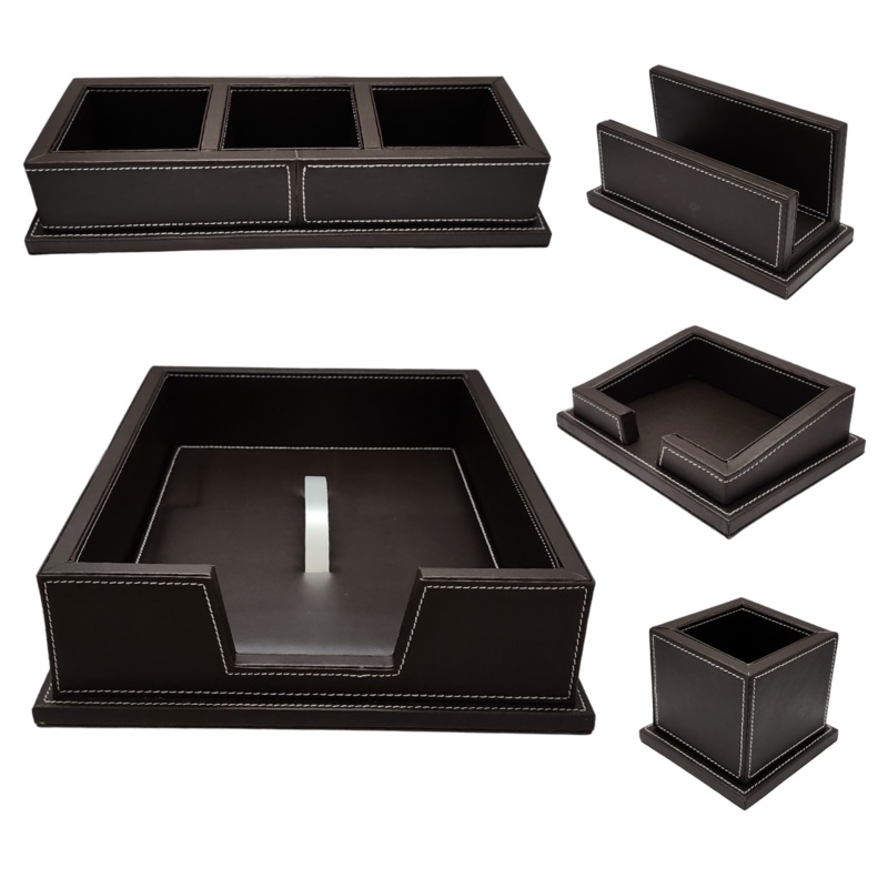5 Piece Leather Office Set