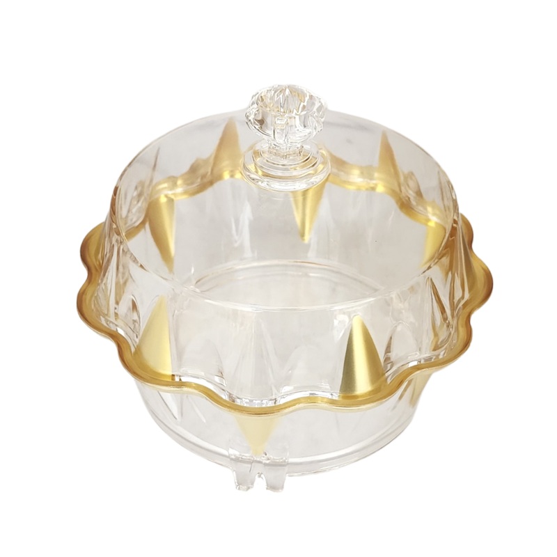 Acrylic Clear And Gold Round Snack Bowl