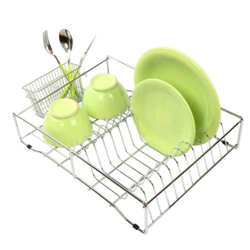 Chrome Dish Rack With Cutlery Basket