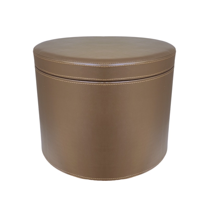 Small Round Leather Stool