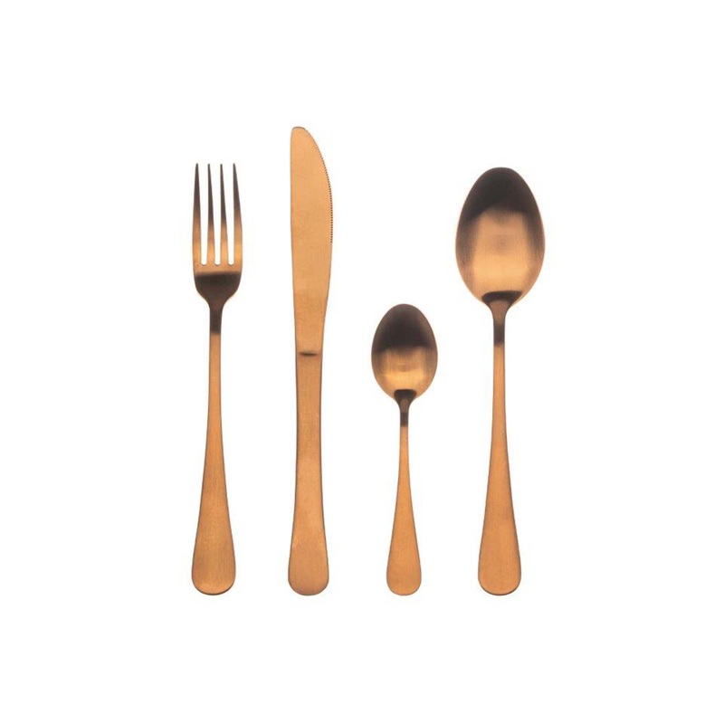 24 Piece Copper Shiny Inox Stainless Steel Cutlery Set