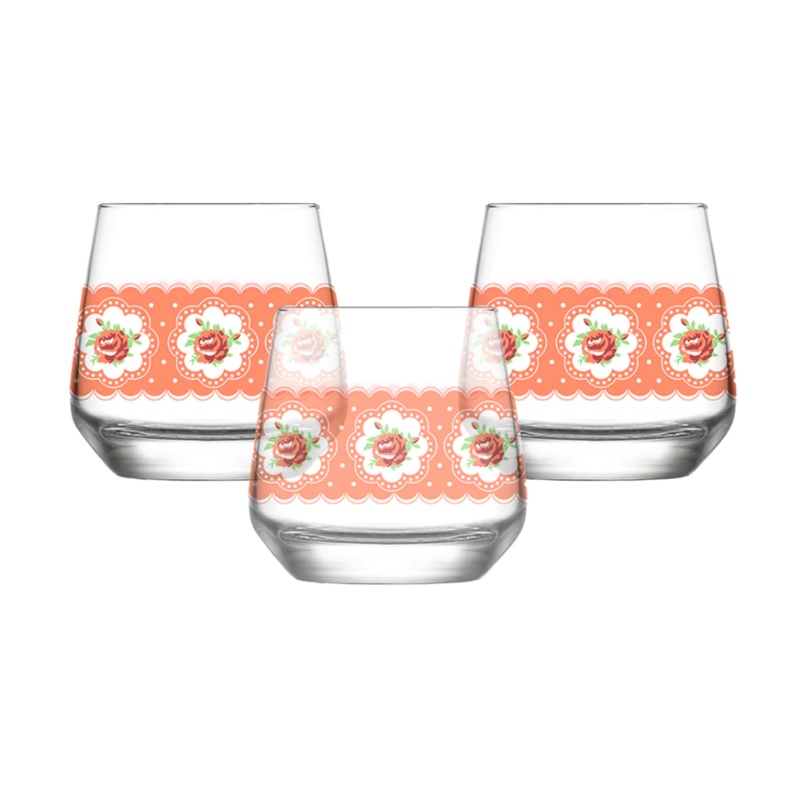 3 Piece 345ml Flower Pattern Whisky Glass