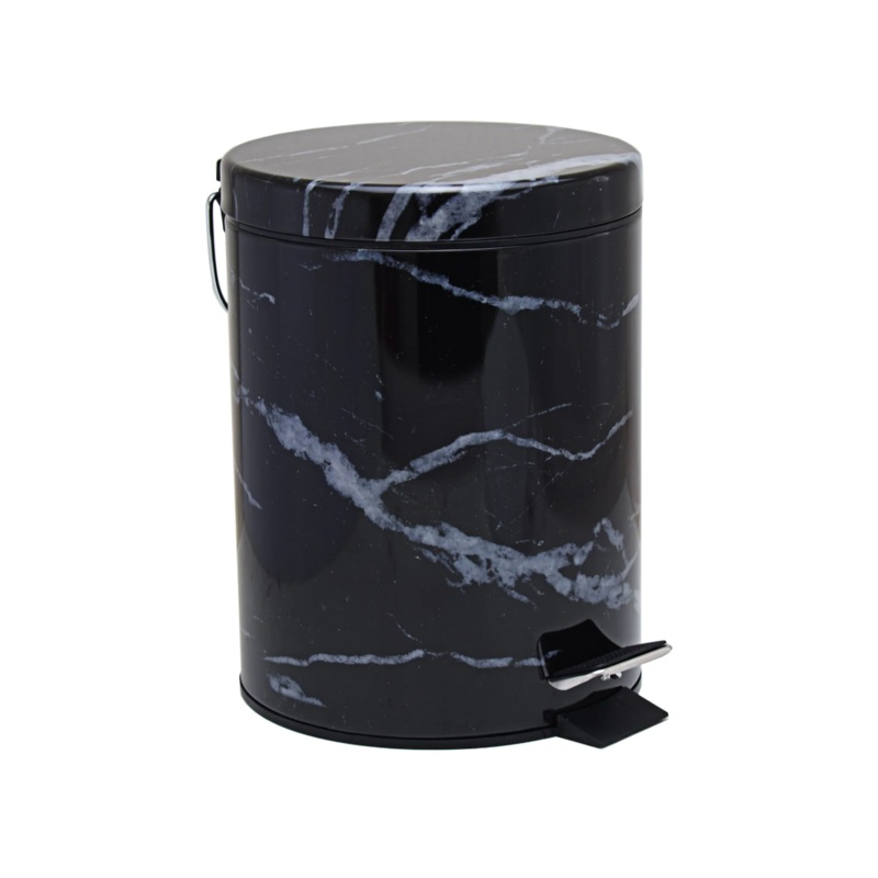 5 Litre Black Marble Look Dust Bin