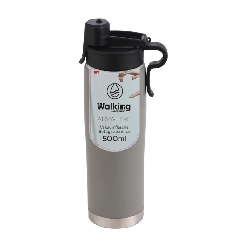 500ml Stainless Steel Walking Anywhere Vacuum Bottle Grey