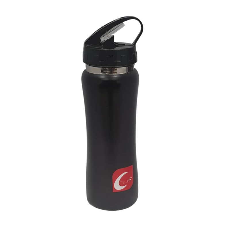 450ml Black Stainless Steel Water Bottle With Straw