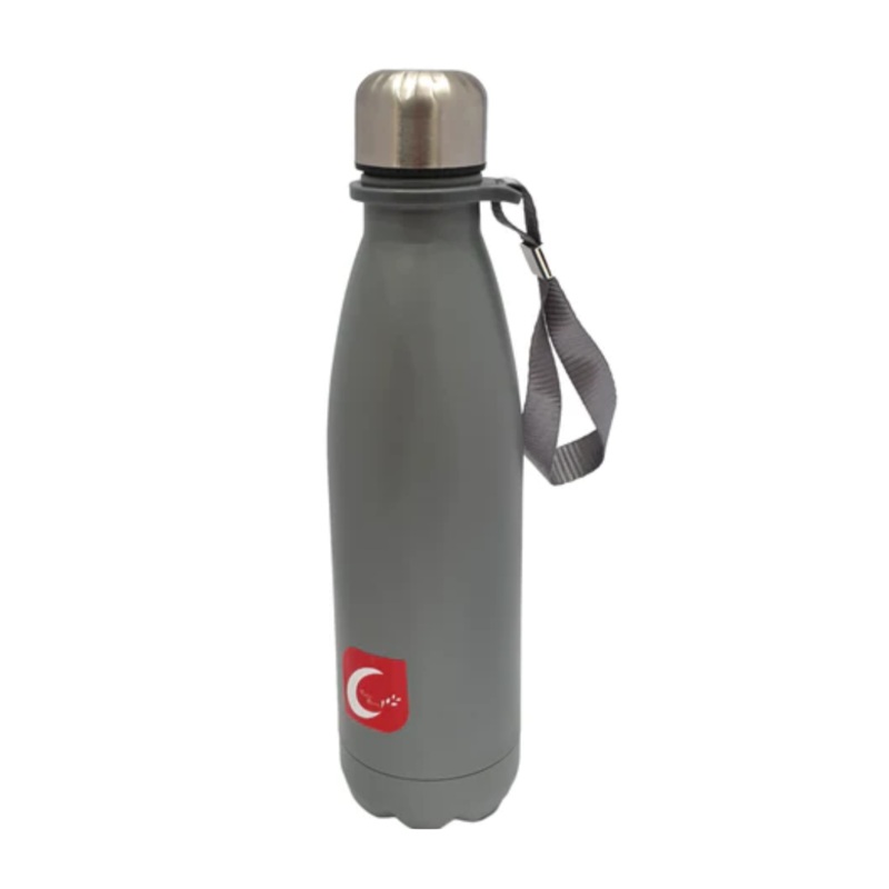 Grey 500ml Stainless Steel Sports Bottle With Handle