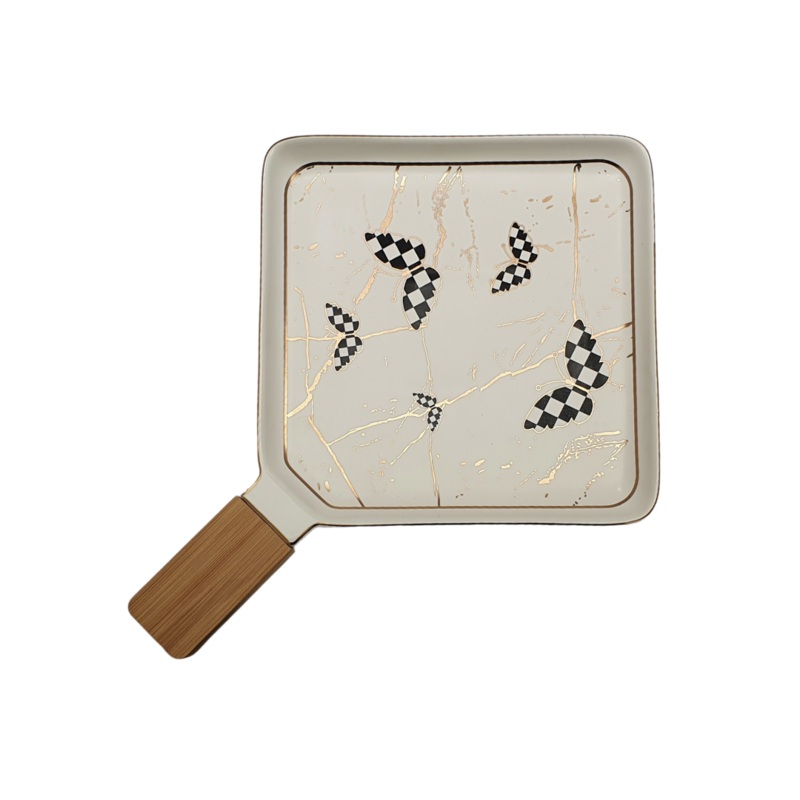 Plate With Wooden Handle