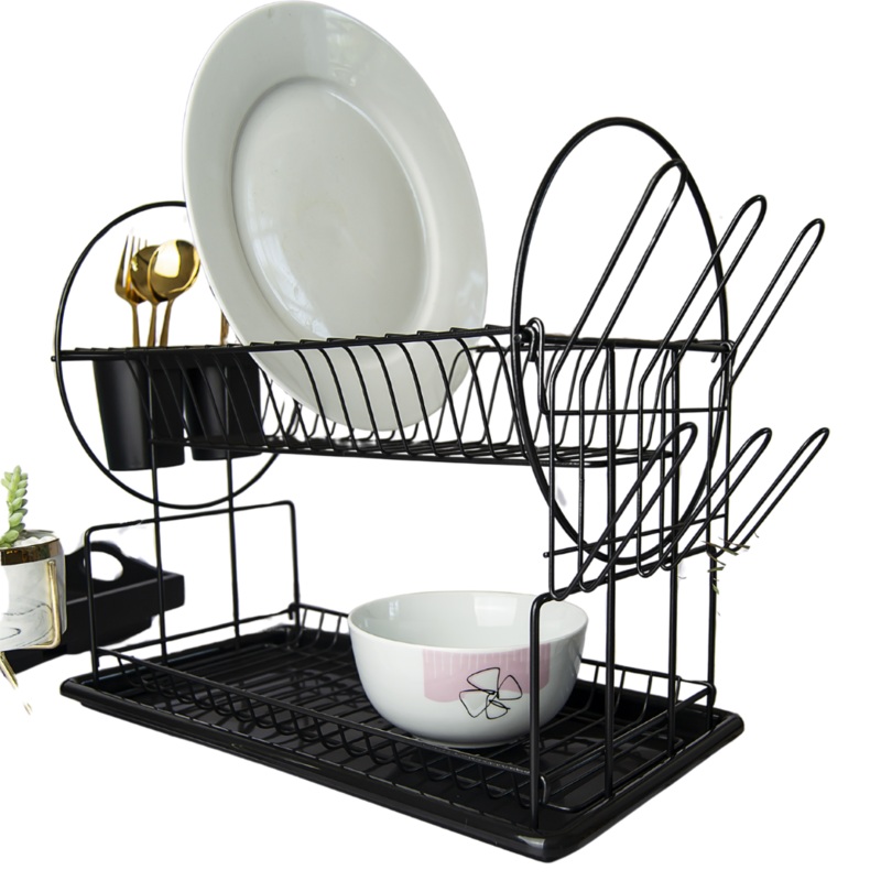 2 Level Black Dish Rack