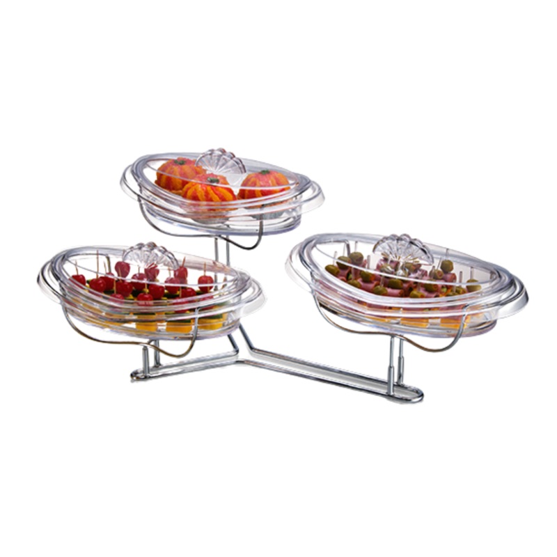3-Tier Plastic Dessert Tray With Lid