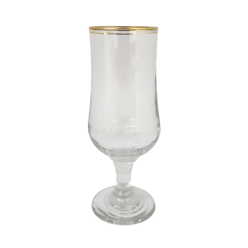 6 Piece 370ml Gold Rim Beer Glass