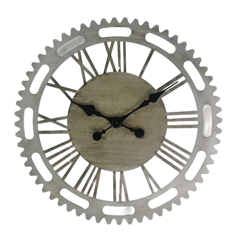 Round Natural finish Metal Wall Clock