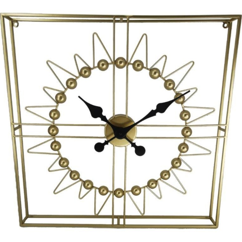 Square Gold Metal Wall Clock