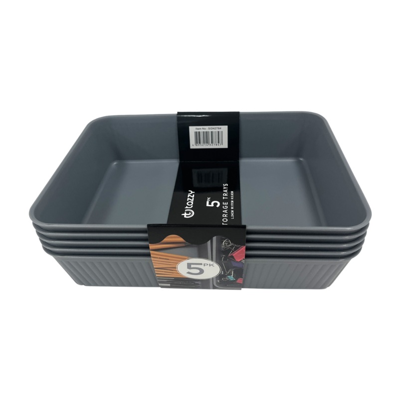 5 Piece Grey Storage Trays