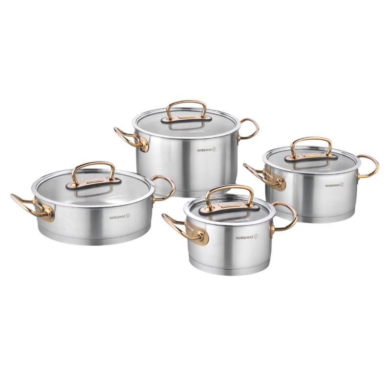 8 Piece Proline Cookware Pot Set With Rose Gold Handles