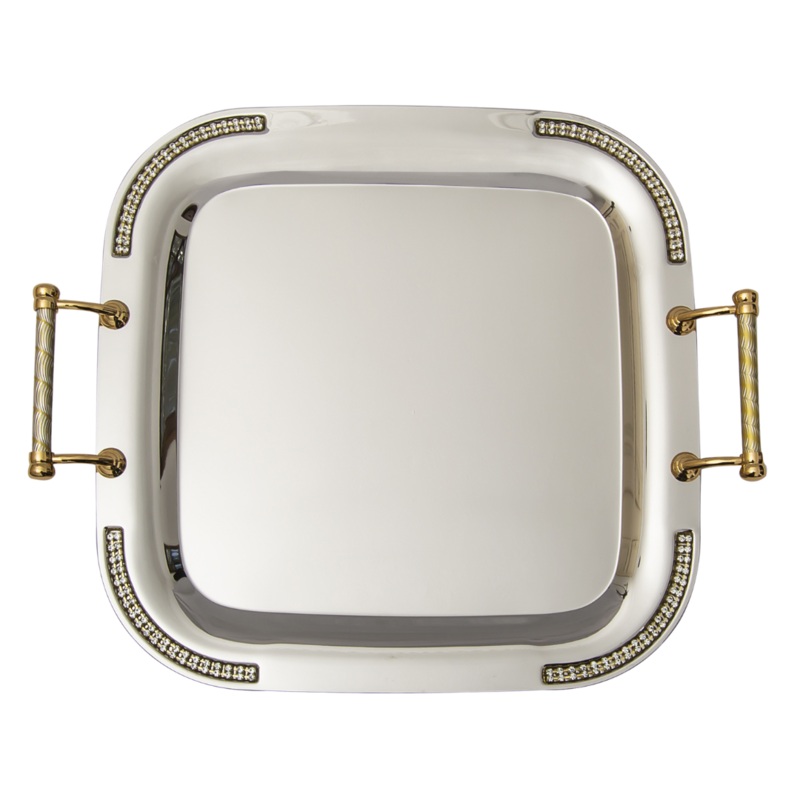 Square Tray With Gold Handle