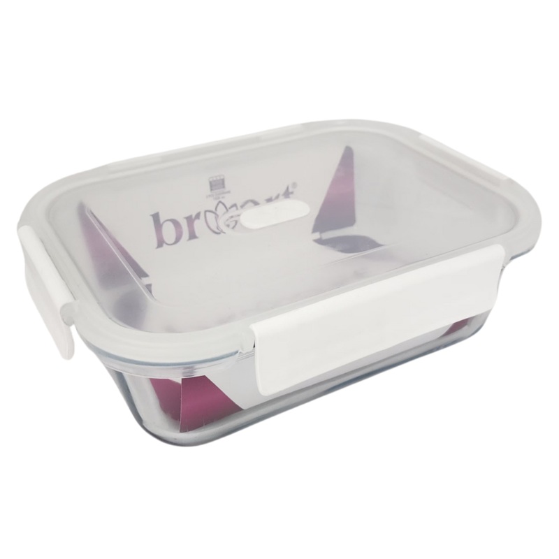 1520ml Plain Rectangular Glass Storage Container With White Lid