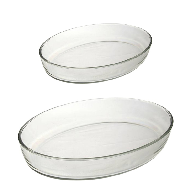 2 Piece Oval Plain Glass Casserole