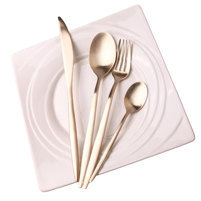 24 Piece Matt Gold Stainless Steel Cutlery Set
