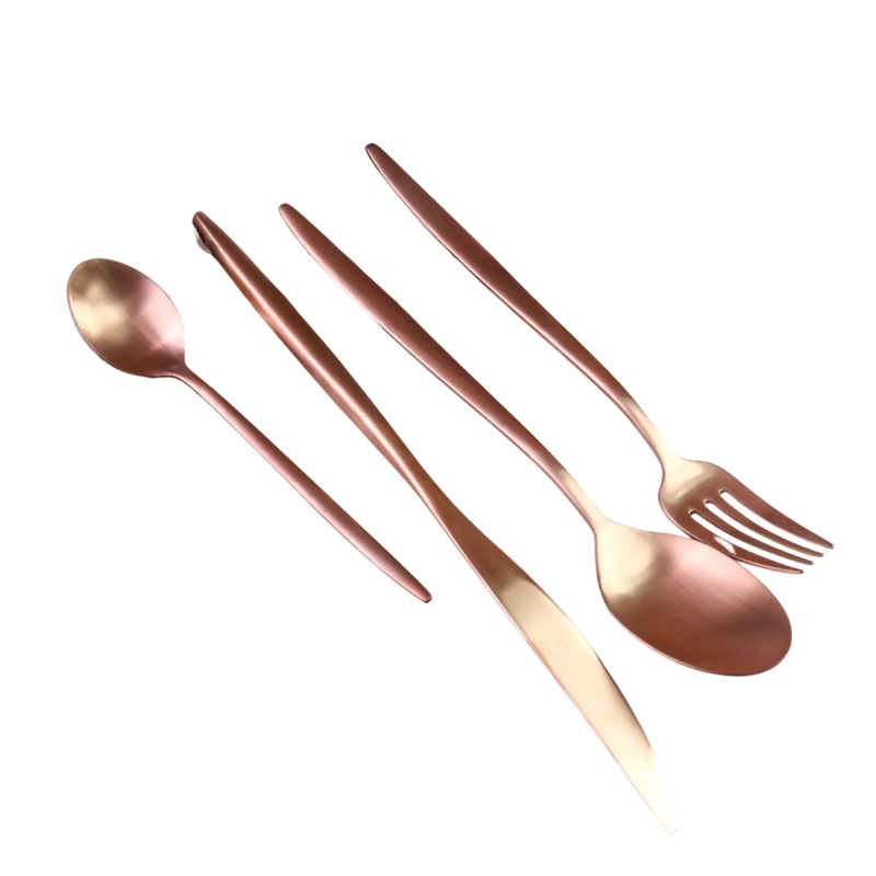24 Piece Matt Rose Gold Stainless Steel Cutlery Set