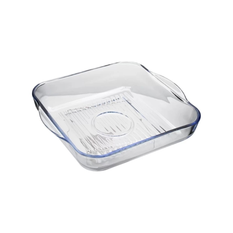 24cm Square Grid Glass Casserole