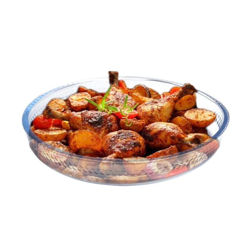 26cm Round Honeycomb Glass Casserole