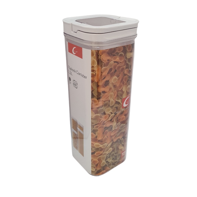 2.3 Litre Acrylic Flip lock Air Tight Seal Square Canister