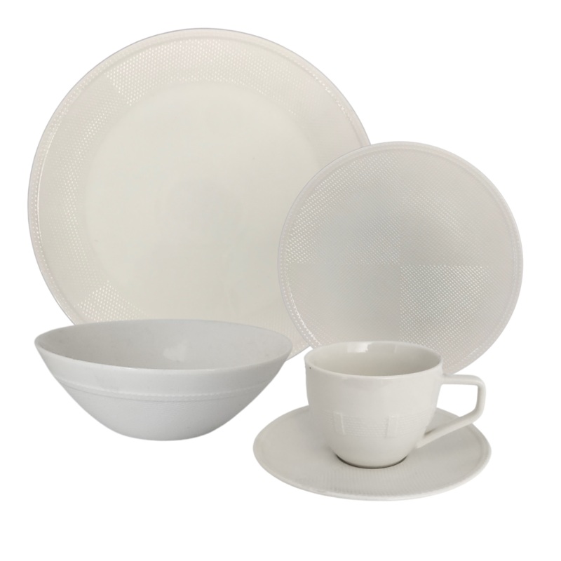 20 Piece White Denim Dinner Set