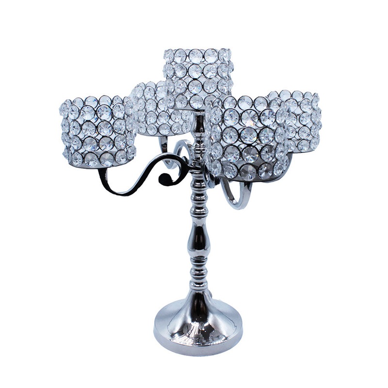 5 Piece 38cm Crystal Candle Holder