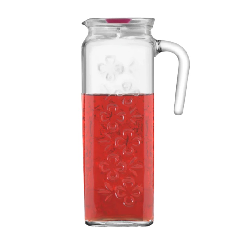 6 Piece 1.2 Litre Glass Jug With White Lid