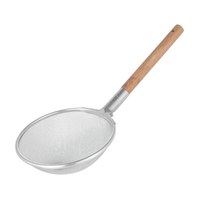 22cm Stainless Steel Strainer With Wooden Handle