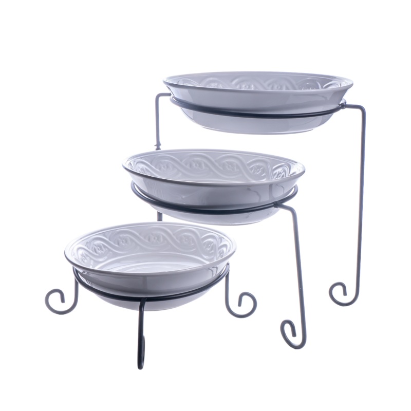3-Tier Bowl Set With Black Stand