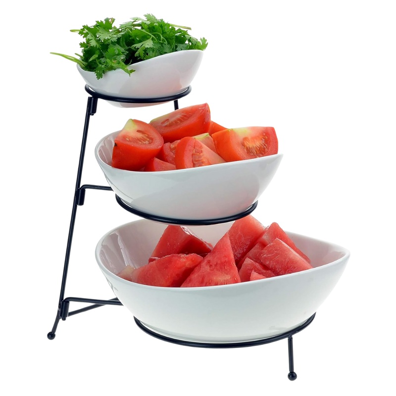 3 Tier Serving Bowl With Black Stand