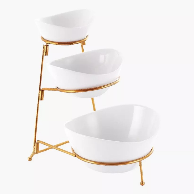 3 Tier Serving Bowl With Gold Stand